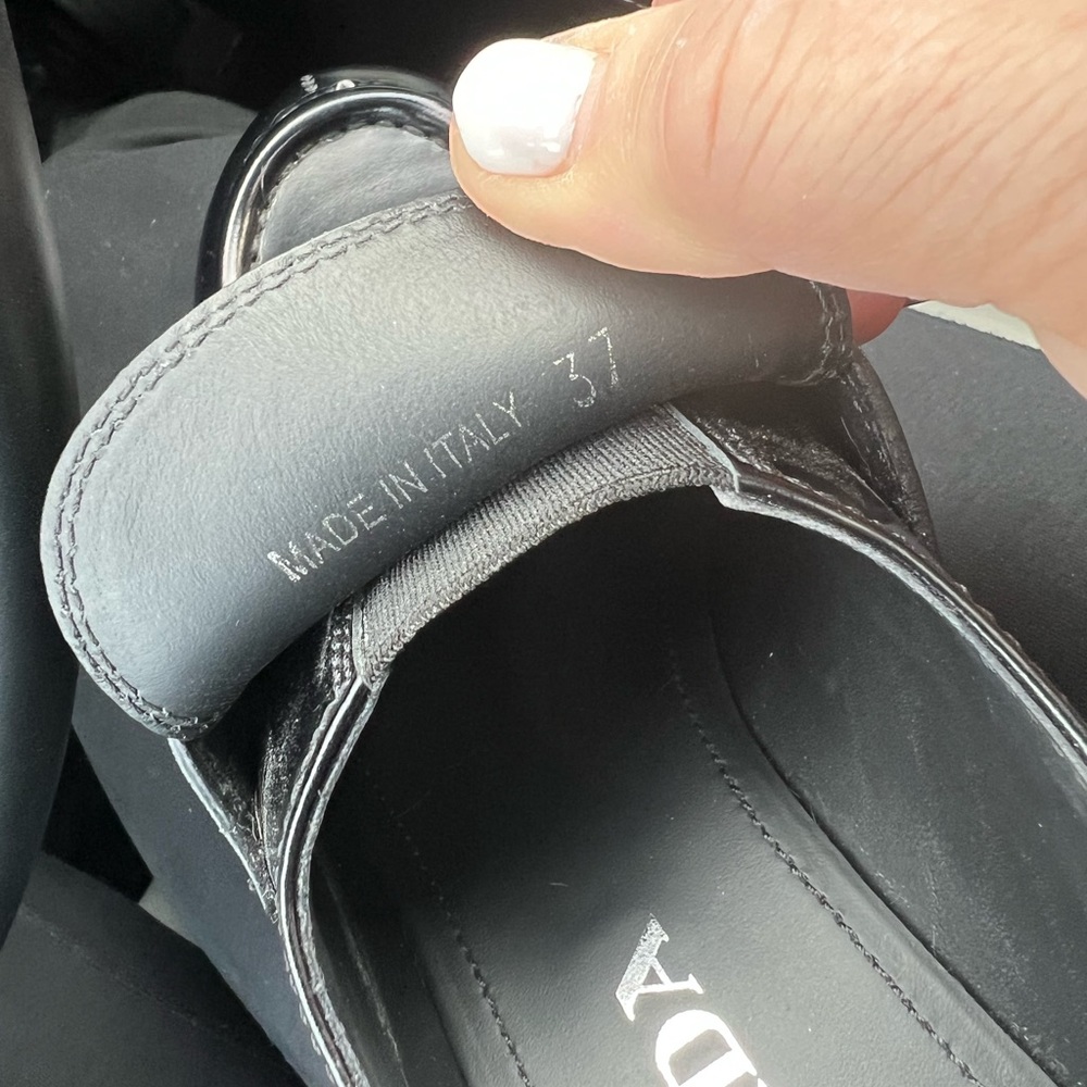 Prada Black Patent Leather Loafers with Signature Triangle Logo - Picture 6 of 6